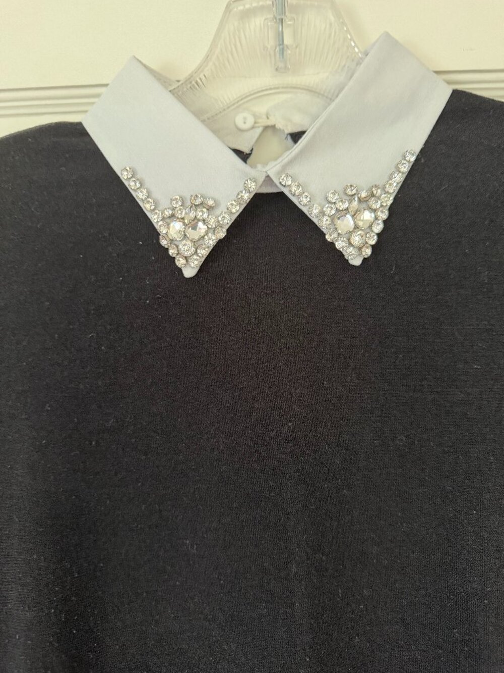 Black Zara Sweater with Jewel Collar - Picture 2 of 4